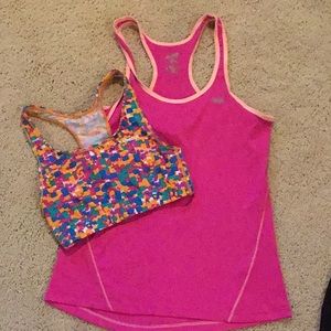 Set of 2 sports bra and tank, S,XS. GUC.